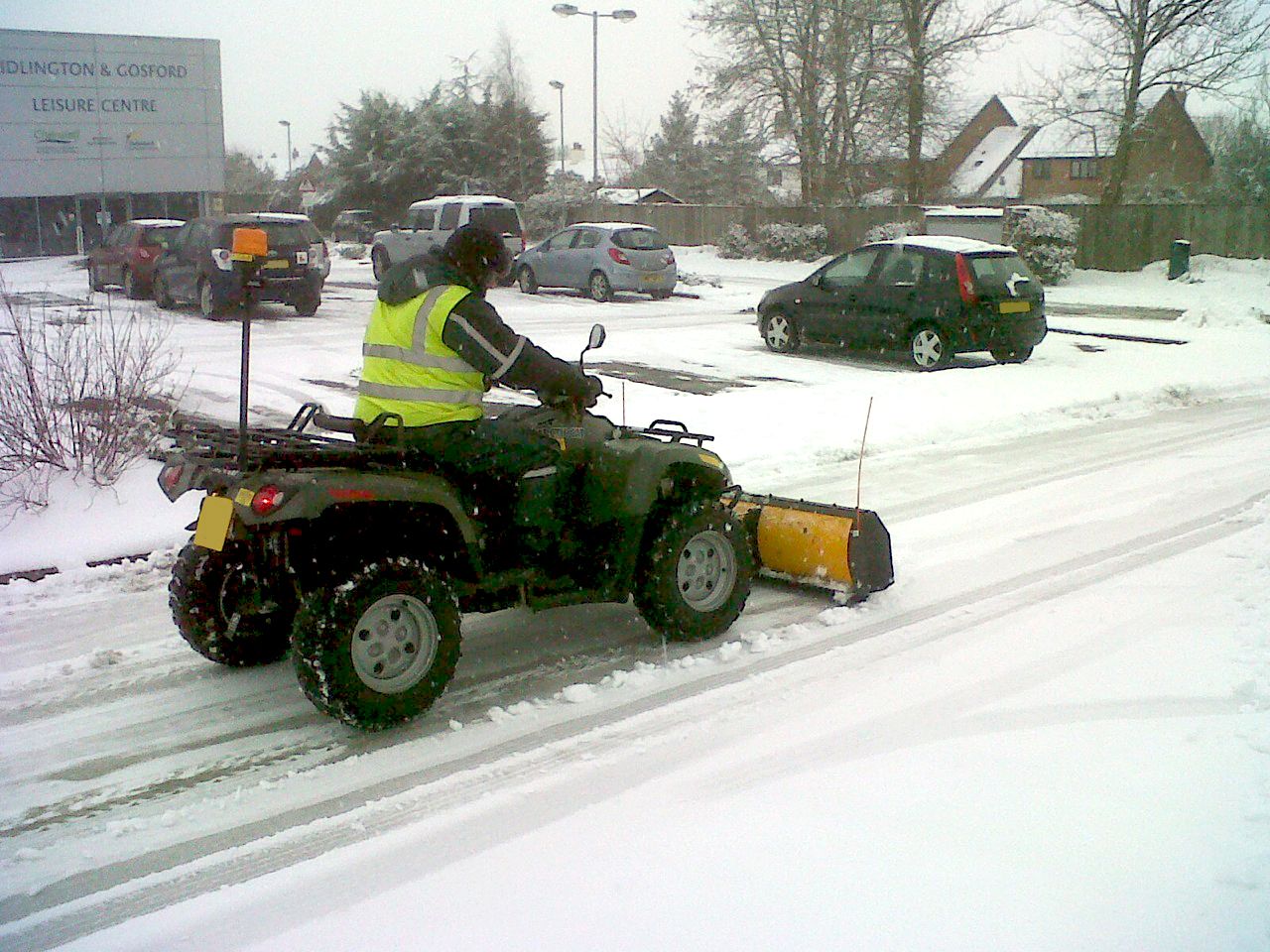 Snow clearance on a school car park